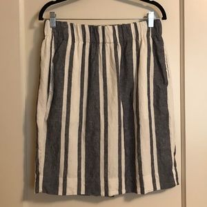 Pull on linen skirt with stripes